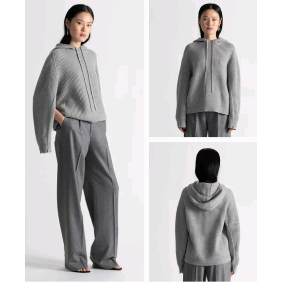 MARIA McMANUS thick cashmere-blend "fisherman rib hoodie" goop sweater $1,050 s - Picture 3 of 16